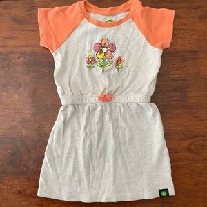 John Deere, Girls Flower Graphic Dress, oatmeal/peach, size 3T